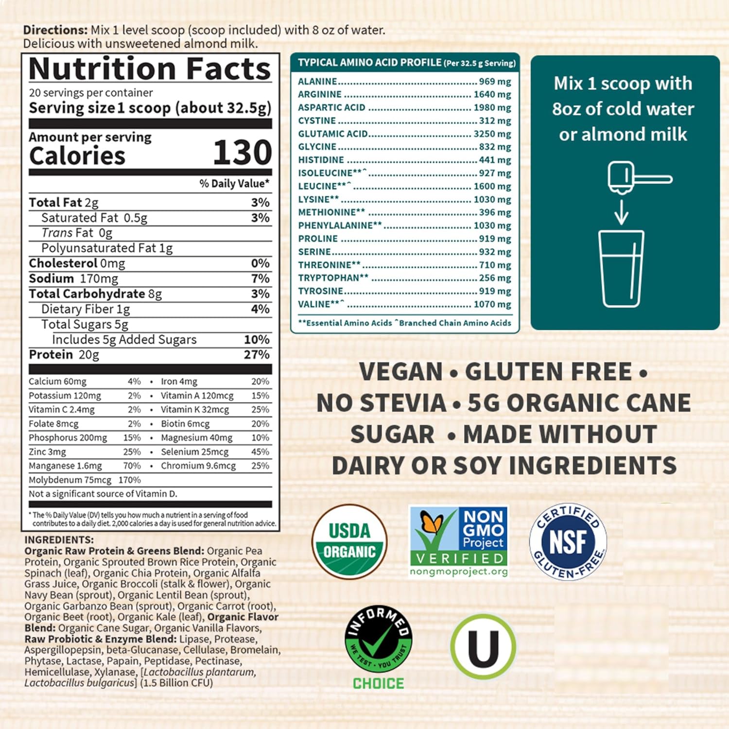 Garden of Life Raw Organic Protein Made Without Dairy 20 Servings