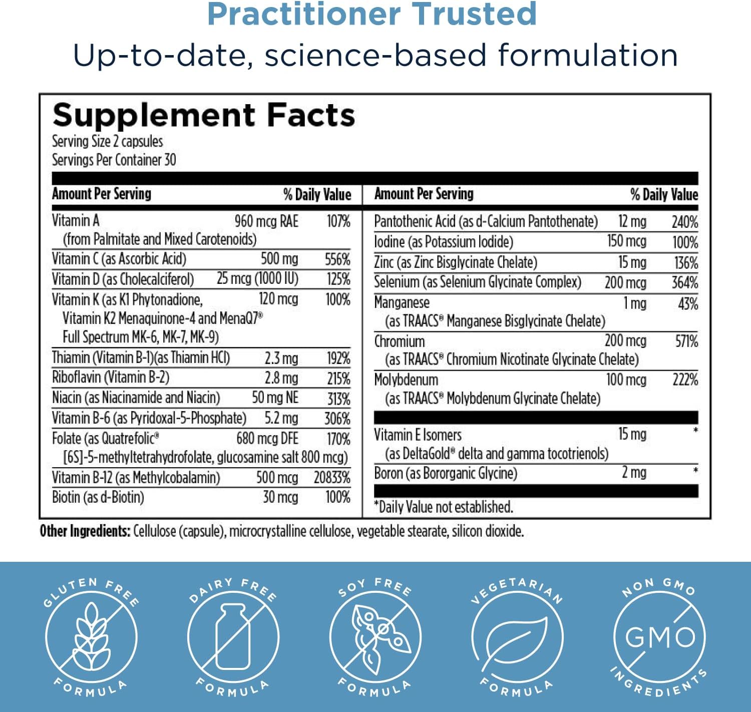 Designs for Health Methylated Multivitamin for Women & Men - Twice Daily Multimineral Supplement (60 Capsules)
