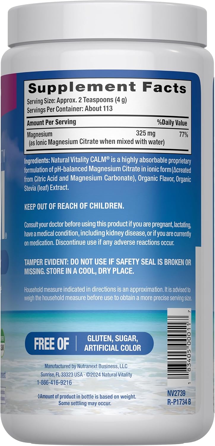 Natural Vitality Calm, Magnesium Citrate Supplement, Anti-Stress Drink Mix Powder, 16 oz