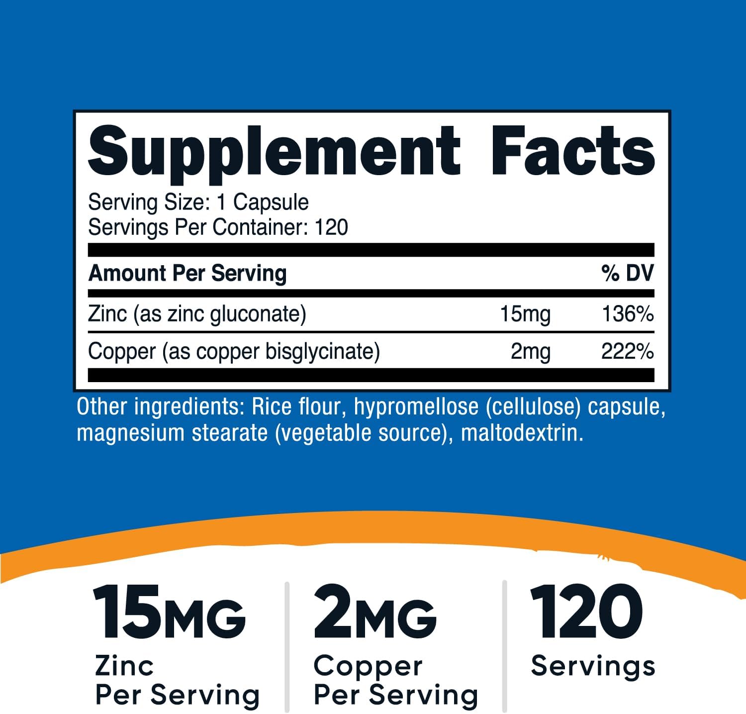 Nutricost Zinc + Copper Capsules (120 Servings)