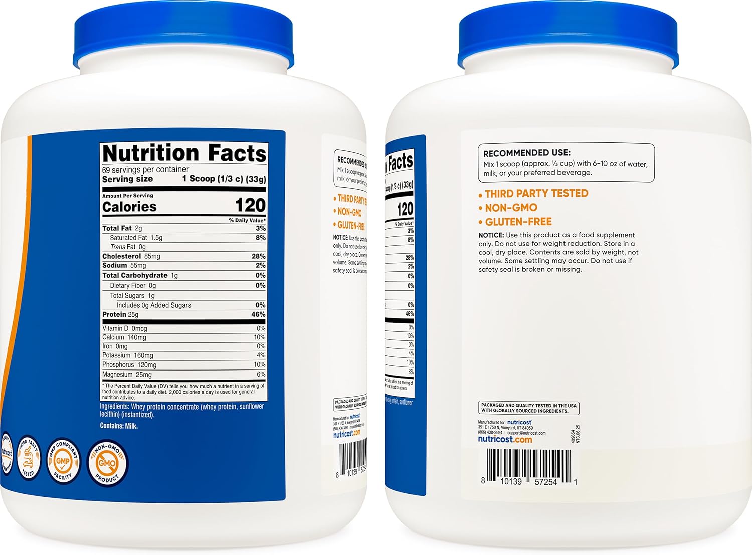 Nutricost Whey Protein Powder, Unflavored, 5 pounds - from Whey Protein Concentrate