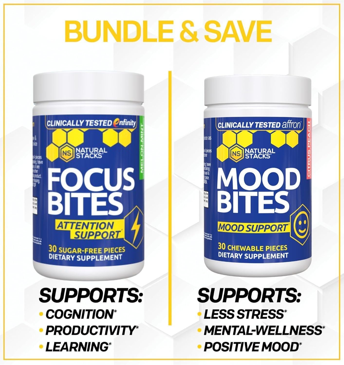 Paraxanthine Supplement 100mg - Caffeine Free Focus Supplement for Productivity & Attention Support, 30 Melon Mint Focus Bites