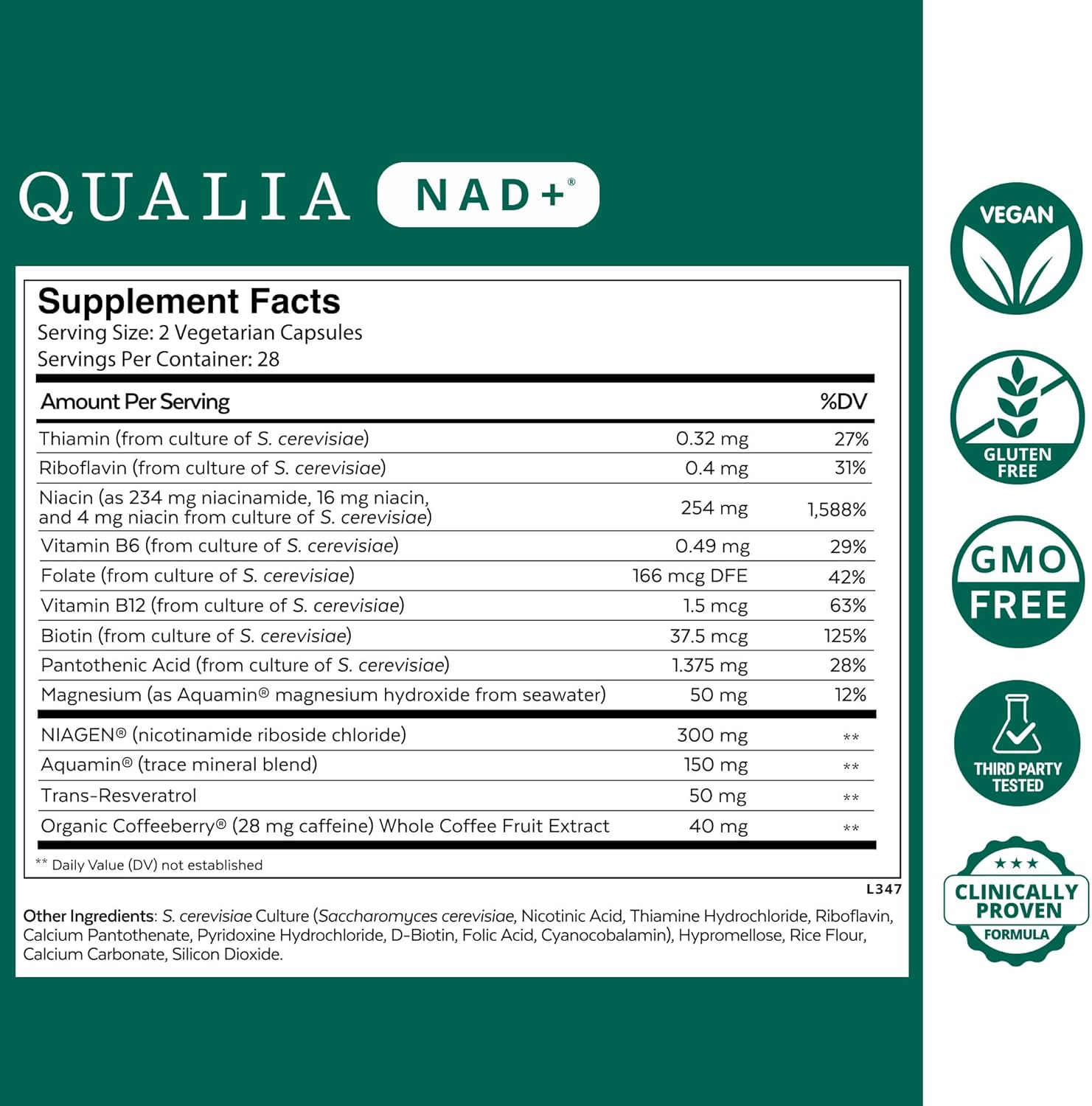 Qualia NAD Supplement — Clinically Proven to Boost NAD+ up to 67%. Optimized Aging, Energy, Focus
