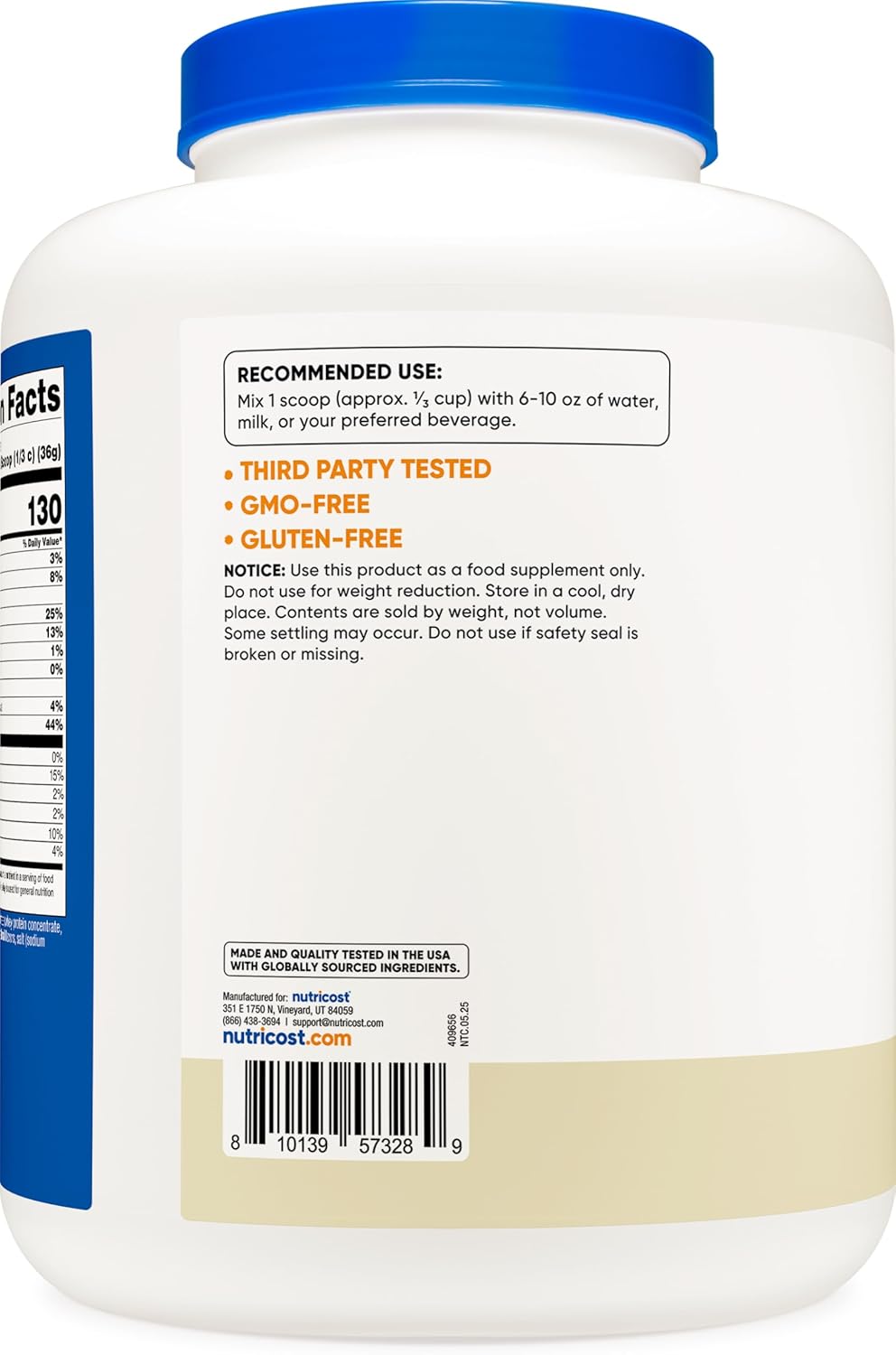 Nutricost Whey Protein Powder, Vanilla, 5 pounds - Whey Protein Concentrate