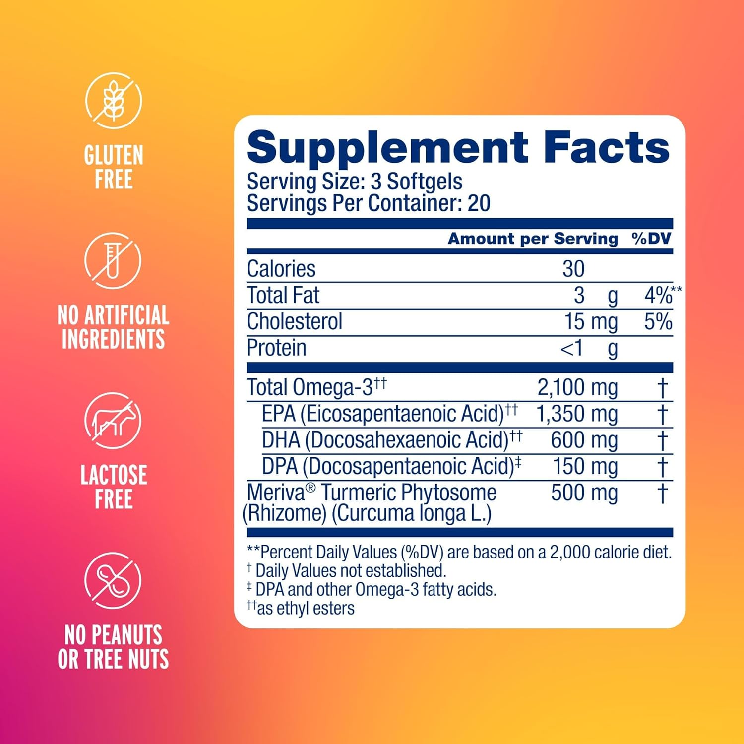 Oceanblue 2100 Triple Strength Omega-3 Fish Oil with Turmeric | Heart and Joint Support | 60 Softgels