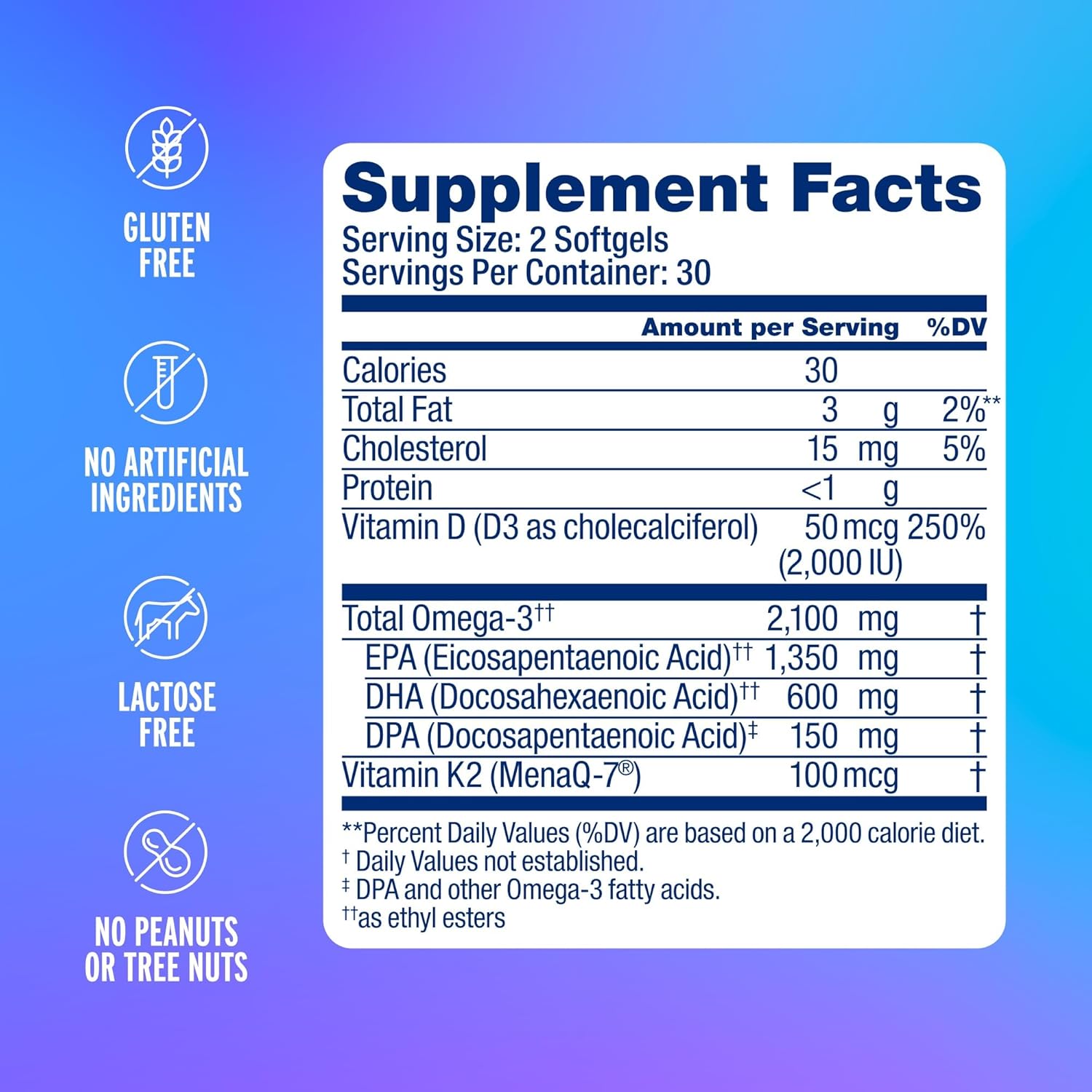 Oceanblue Professional Omega-3 2100 with Vitamin K2 and Vitamin D3-60 Count, 30 Servings