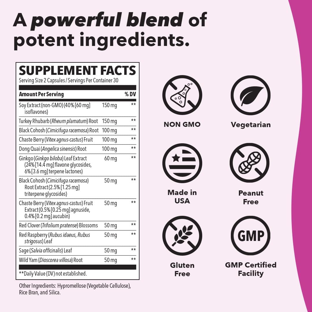 Pausitivi-T - Menopause Support Supplement - Powerful Relief for Hot Flashes, Hormone Imbalance & Night Sweats - 60 Capsules