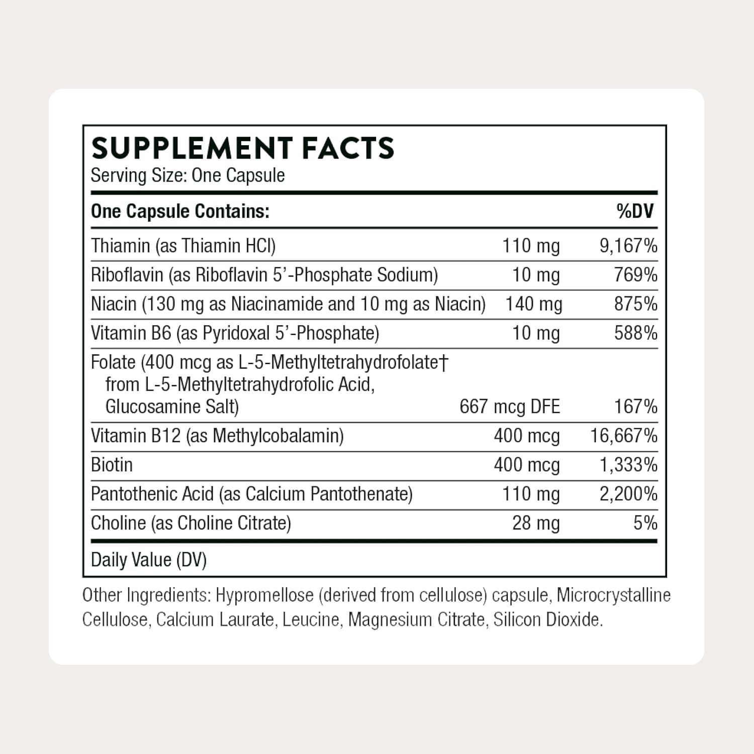 THORNE - Basic B-Complex - Tissue-Ready Vitamin B Complex Supplement - 60 Servings