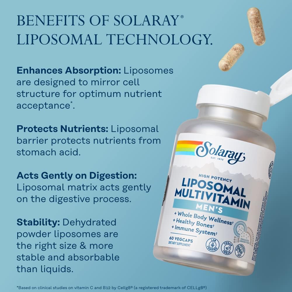 SOLARAY Liposomal Multivitamin for Men, Enhanced Absorption Immune 30 Serv, 60 VegCaps