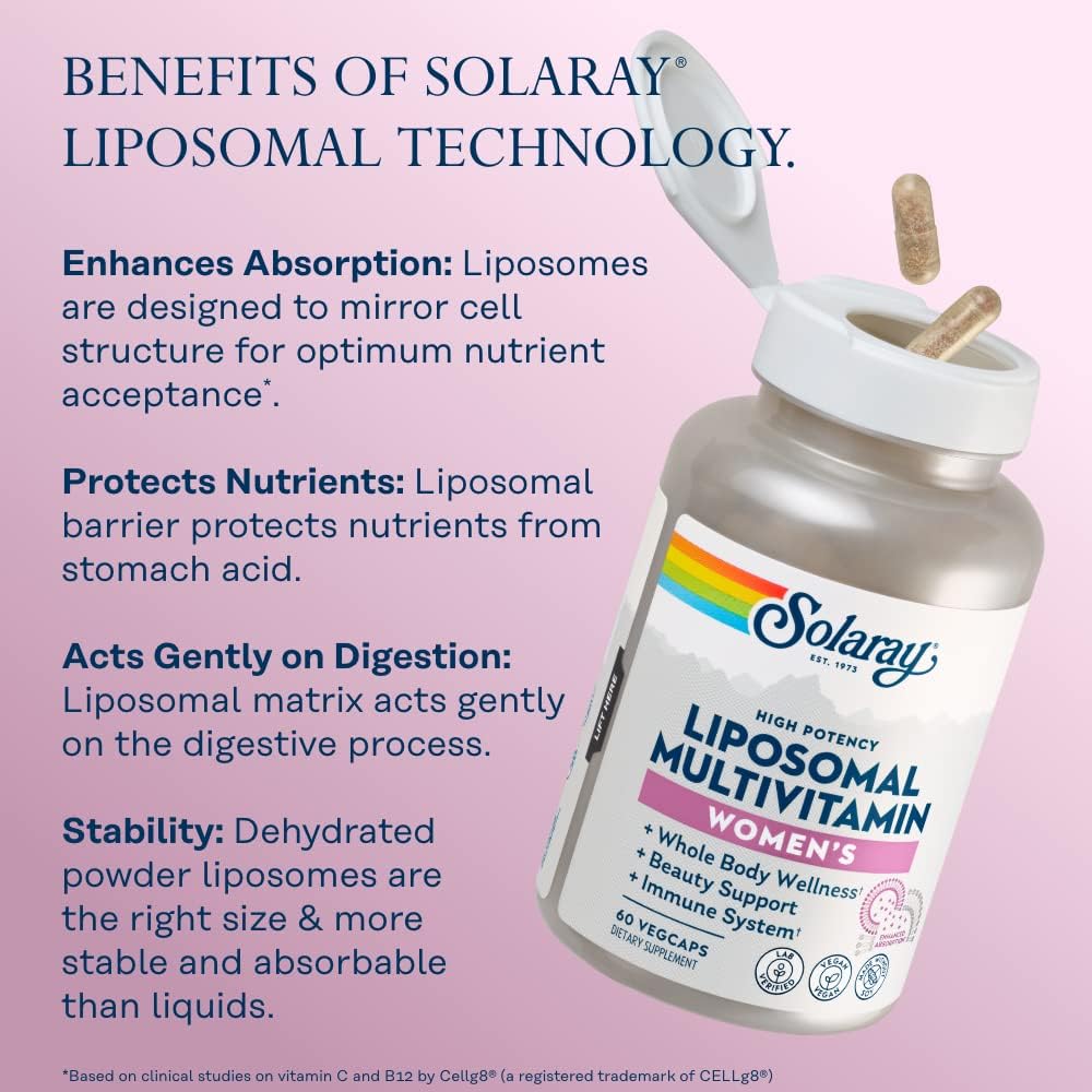 SOLARAY Liposomal Multivitamin for Women, Enhanced Absorption 30 Servings, 60 VegCaps