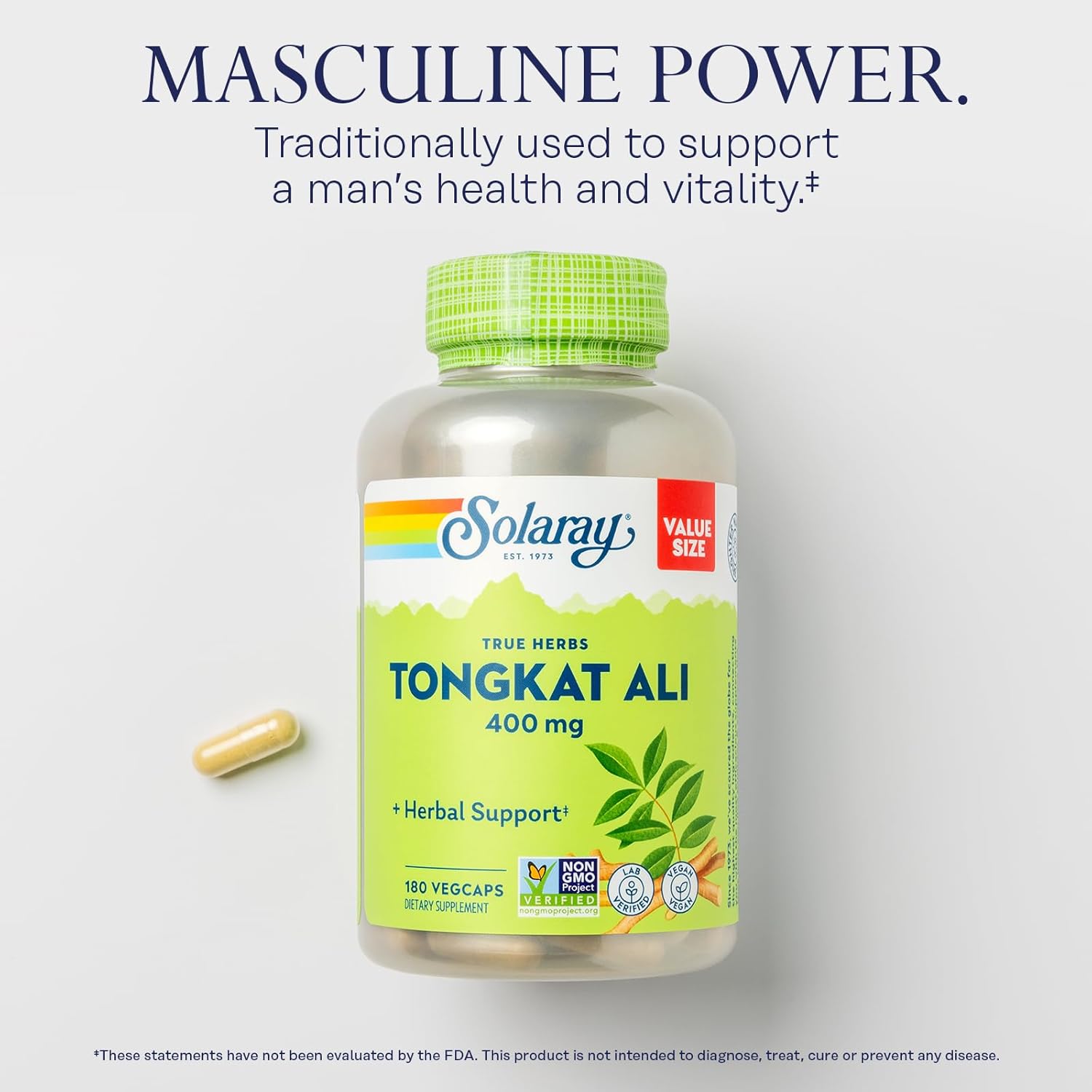 SOLARAY Tongkat Ali 400 mg - Longjack Tongkat Ali for Men 180 Servings, 180 VegCaps