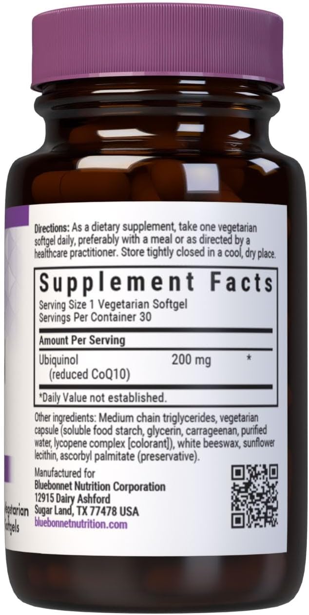 Bluebonnet Nutrition Active CoQ10 Ubiquinol 200mg Vegetarian Softgels, 30