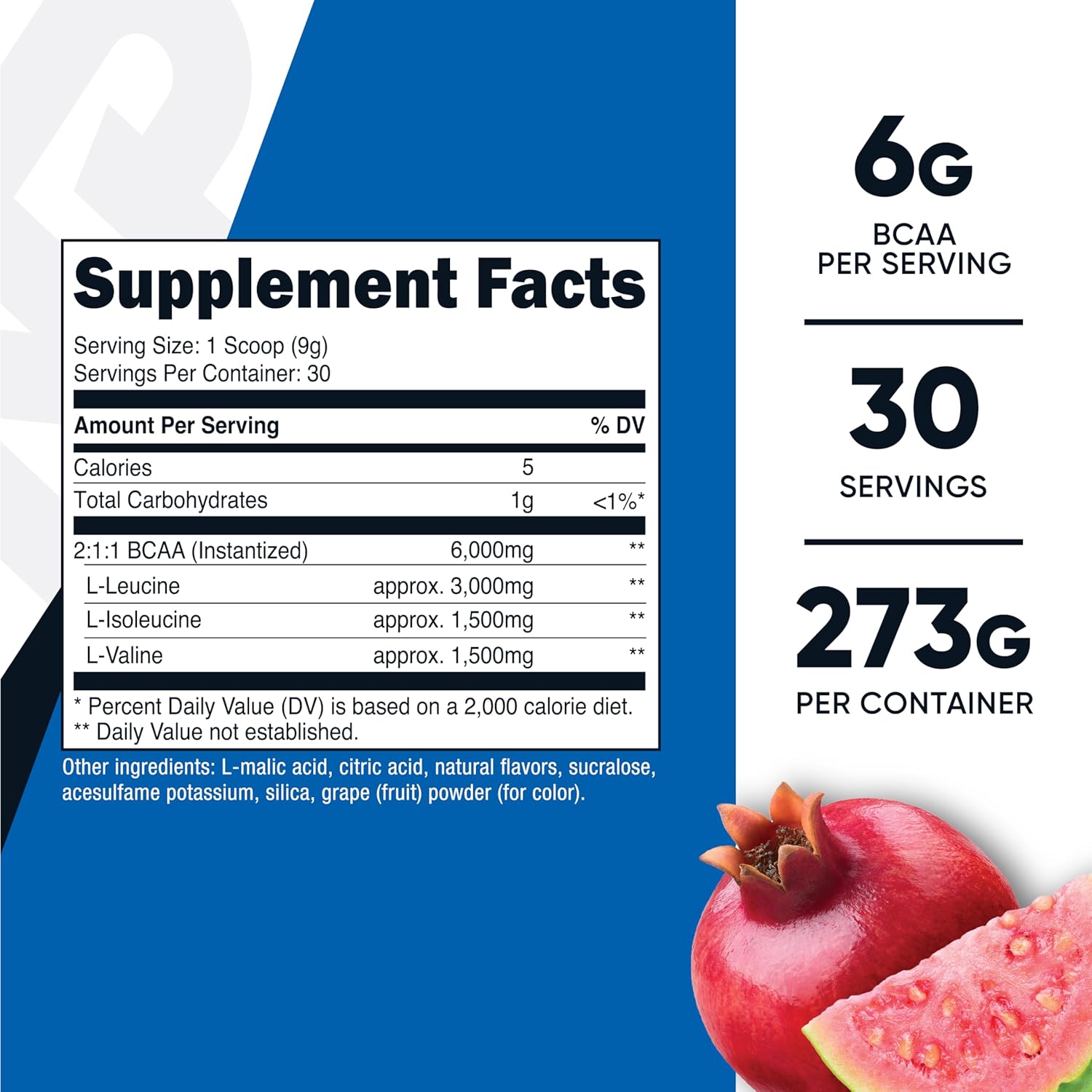 Nutricost BCAA Powder 2:1:1 (Pomegranate Guava, 30 Servings) - Branched Chain Amino Acids