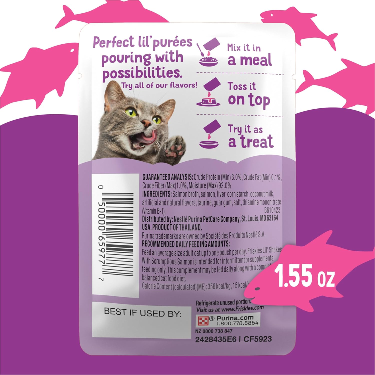 Purina Friskies Pureed Cat Food Topper - (Pack of 16) 1.55 oz. Pouches