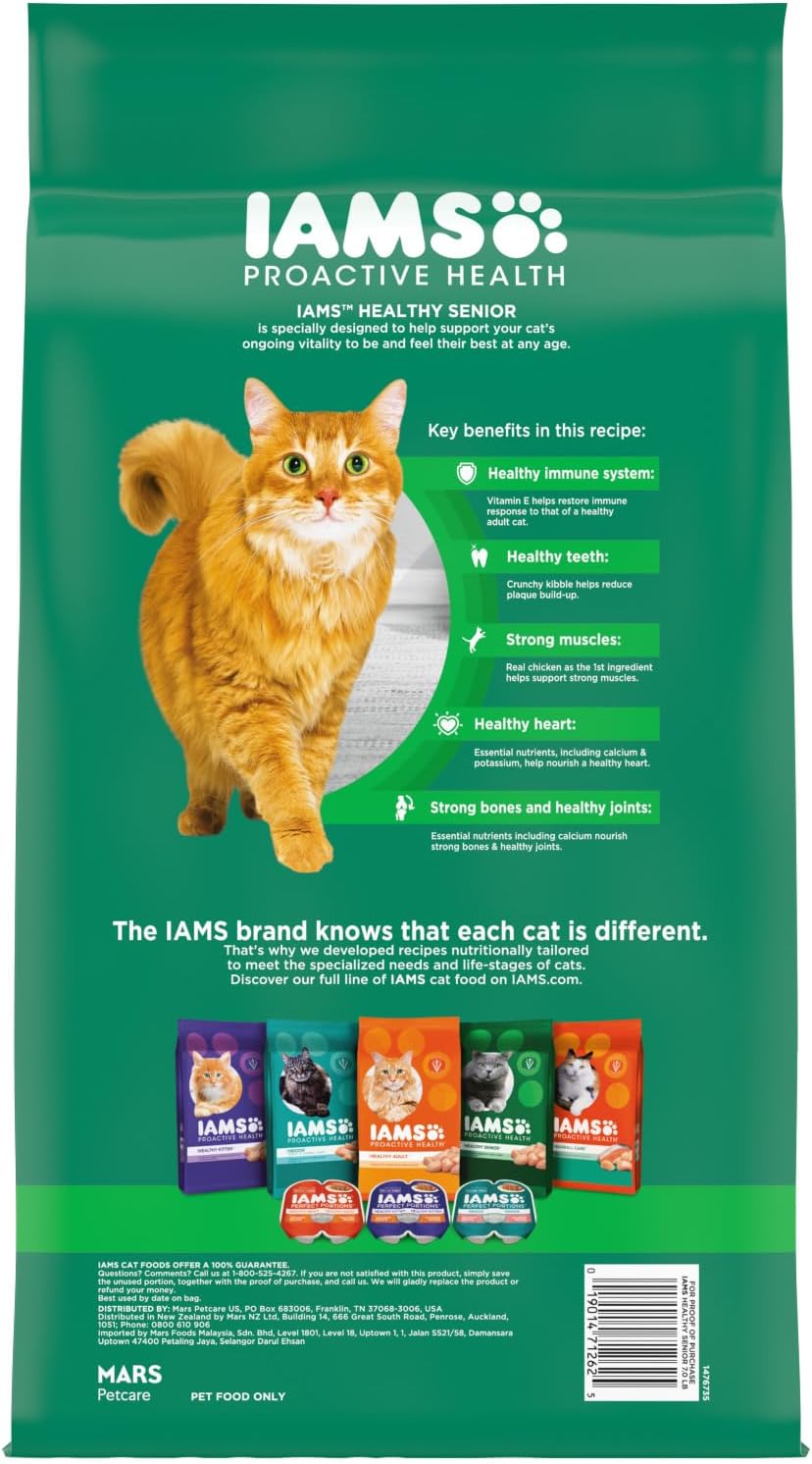 IAMS Proactive Health Healthy Senior Dry Cat Food with Chicken, 7 lb. Bag