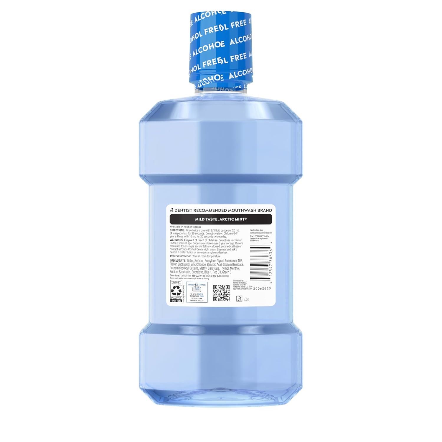 Listerine Ultraclean Alcohol-Free Mild Mouthwash + Whitening Protection*, Alcohol Free Tartar Control Oral Rinse Provides Fresh Breath. Mild Arctic Mint Flavor, 1L