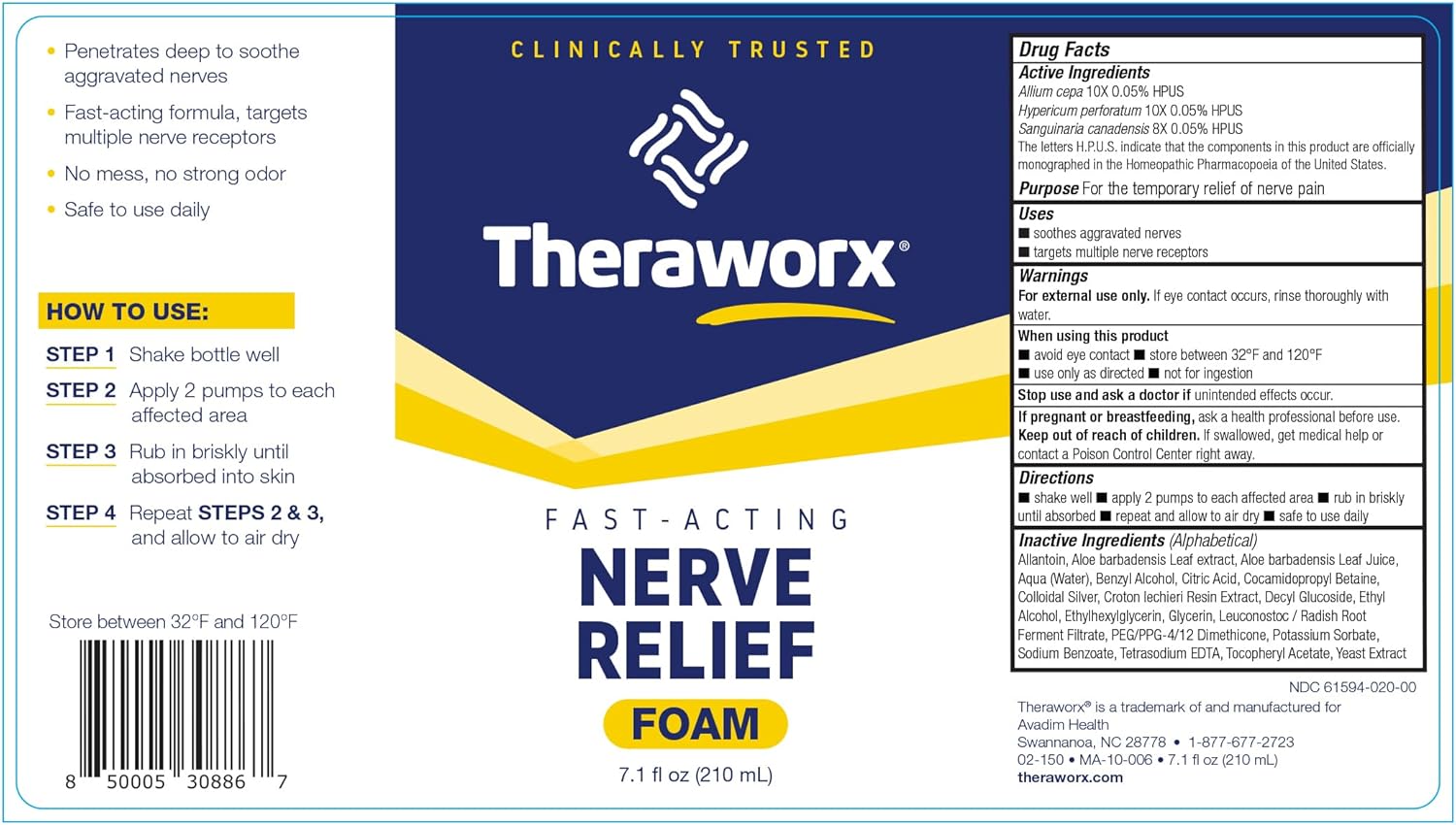 Theraworx Fast-Acting Nerve Relief Foam Aggravated Nerve Discomfort Relief - 7.1 oz - 1 Count