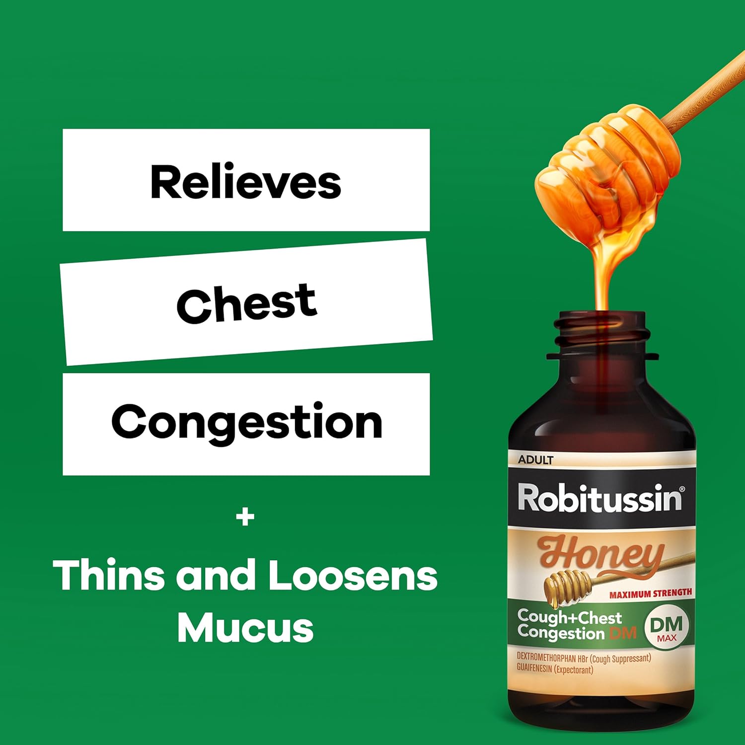 Robitussin Maximum Strength Honey Cough Plus Chest Congestion DM - 8 Fl Oz x 2