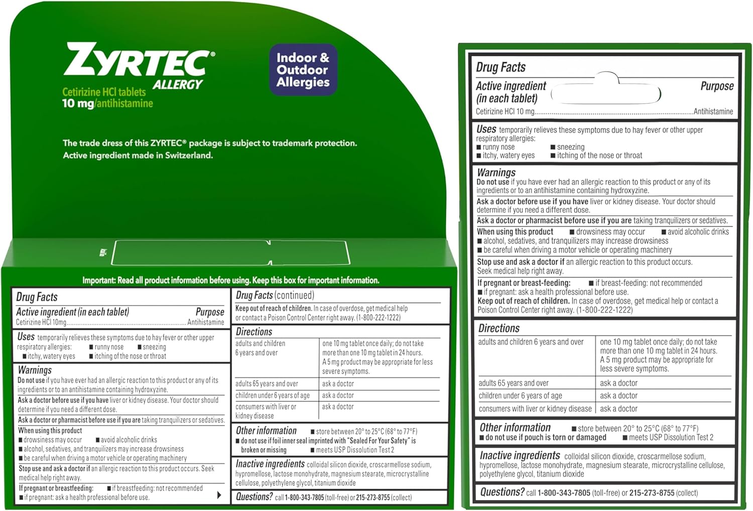 Zyrtec 24 Hour Allergy Relief Tablets, Indoor and Outdoor Allergy Medicine 60 ct + 3 ct Travel Packs, 63 Count