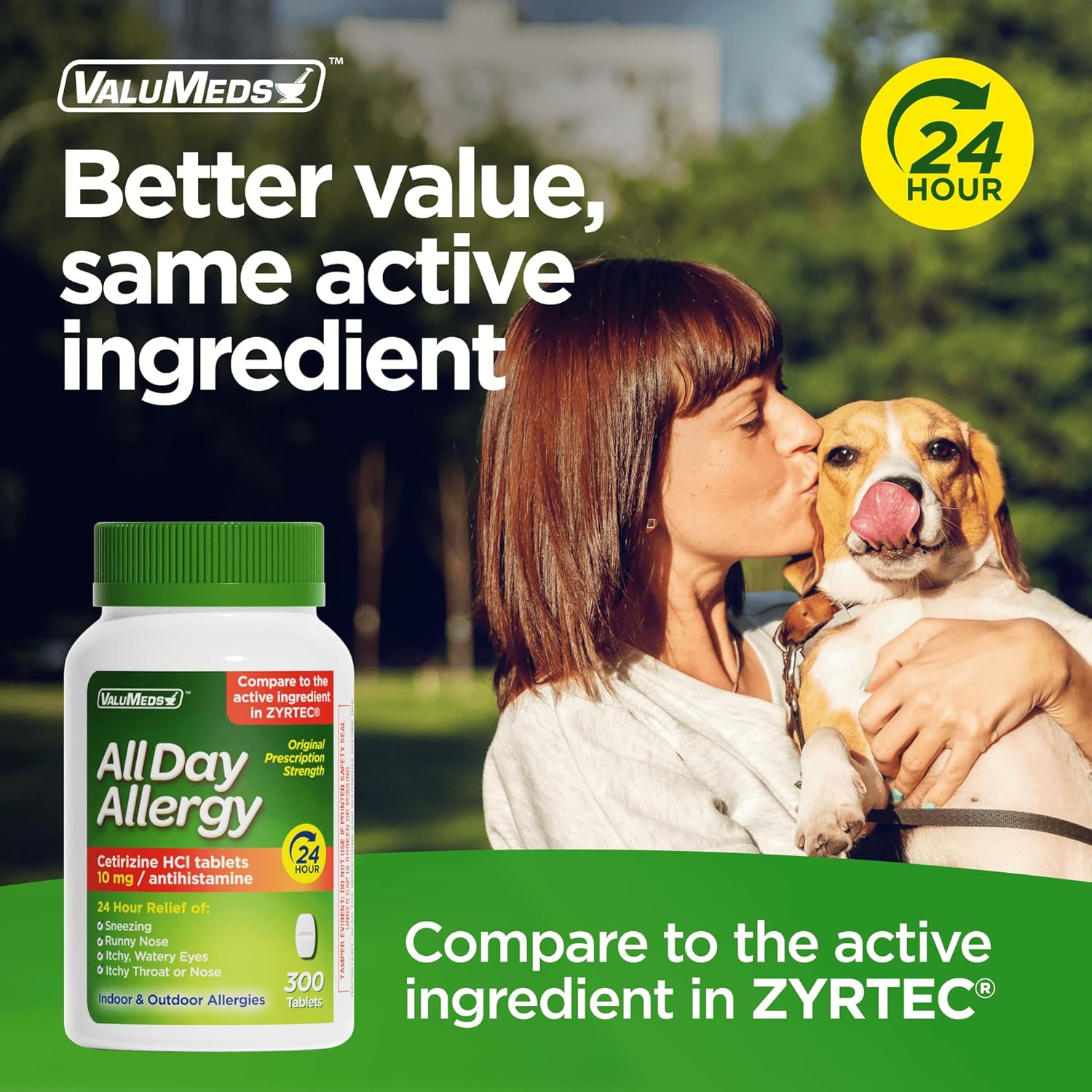 ValuMeds 24-Hour Allergy Medicine Antihistamine for Pollen, Hay Fever, Dry, Itchy Eyes, Allergies (300 Count)