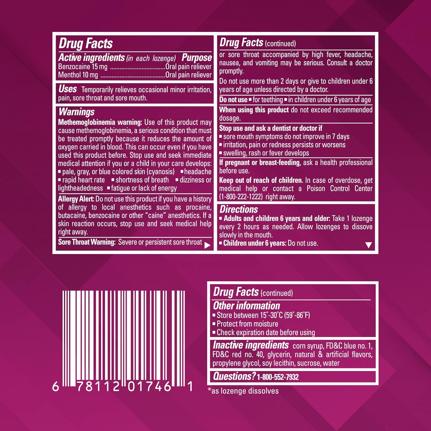 Chloraseptic Max Strength Sore Throat Lozenges, Wild Berries, 15 Count, 3 Pack