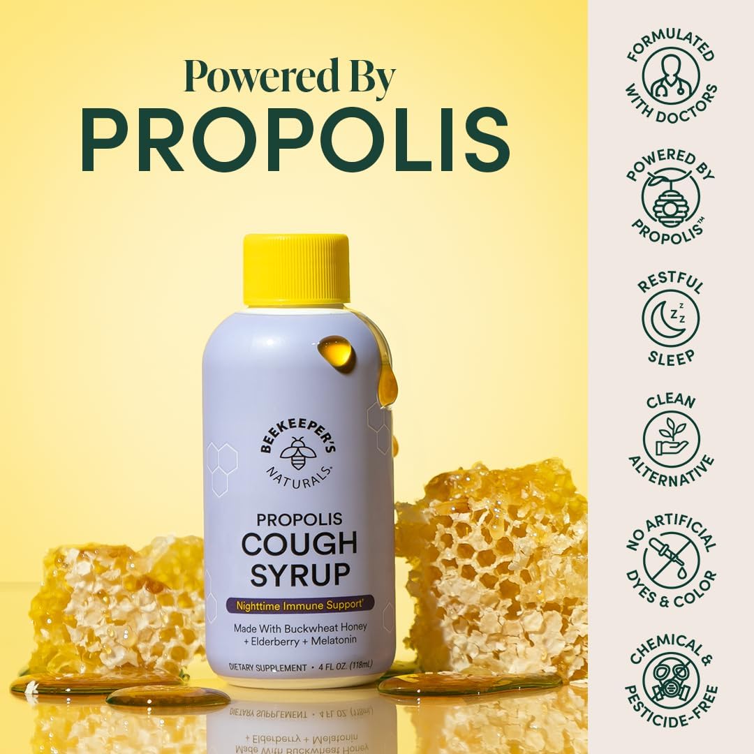 BEEKEEPER’S NATURALS B.Better Nighttime Cough Syrup for Adults, 4 oz