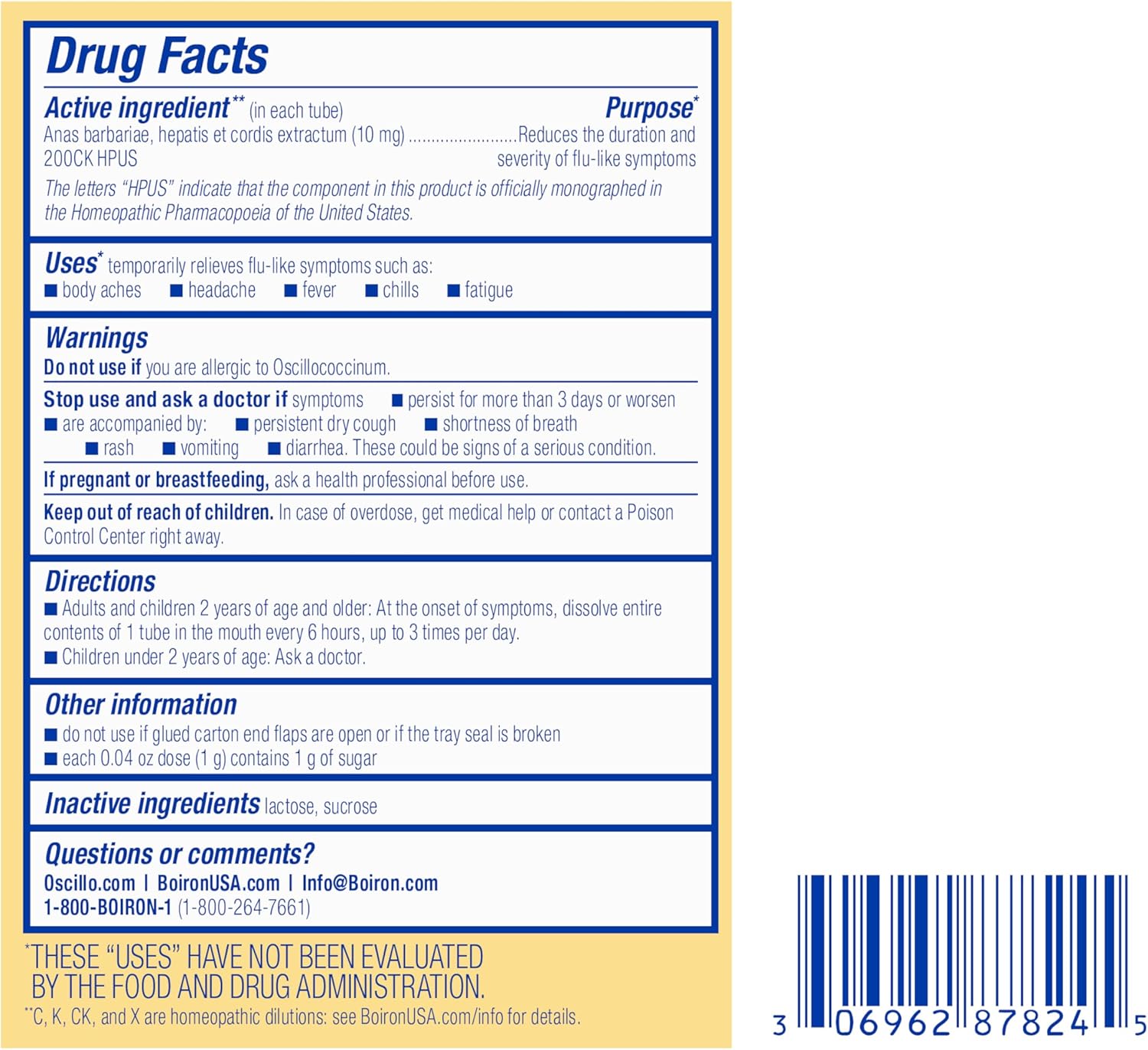 Boiron Oscillococcinum for Relief from Flu-Like Symptoms of Body Aches, Headache, Fever, Chills, and Fatigue - 30 Doses