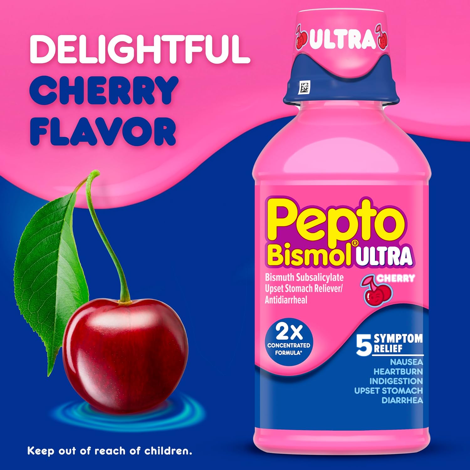 Pepto Bismol ULTRA Liquid for Nausea, Heartburn, Indigestion, Upset Stomach, and Diarrhea, 2x16 oz