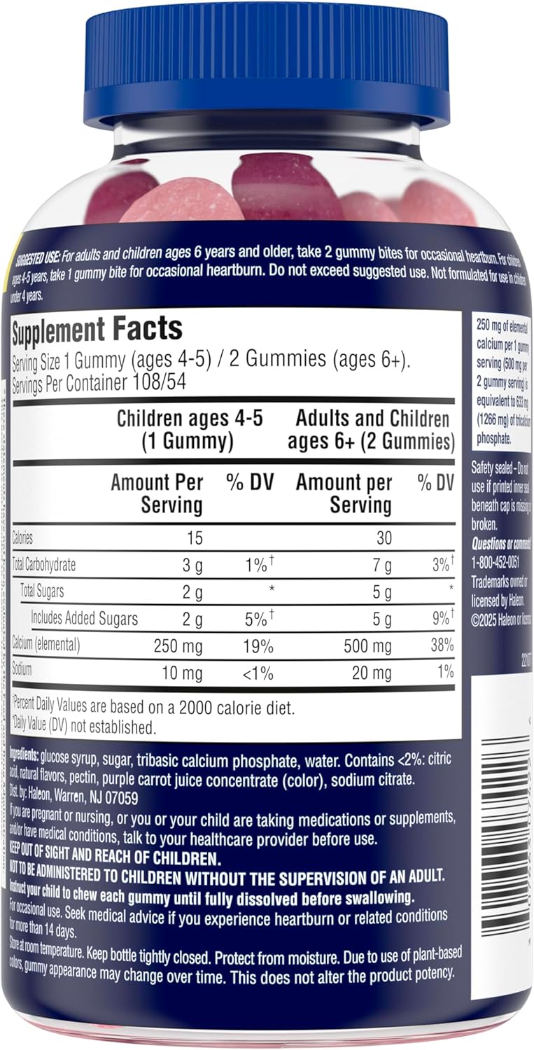 TUMS Gummy Bites Dietary Supplement for Occasional Heartburn Relief  - 108 Count