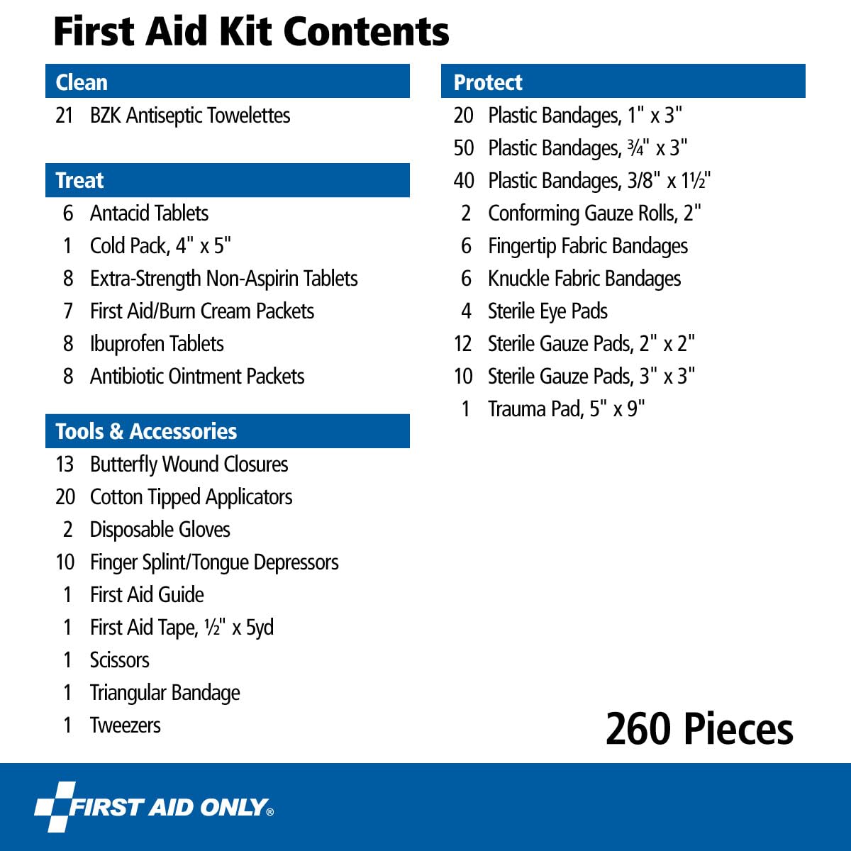 First Aid Only 91248 OSHA-Compliant First Aid Kit, All-Purpose 50-Person, Home, and Car, 260 Pieces