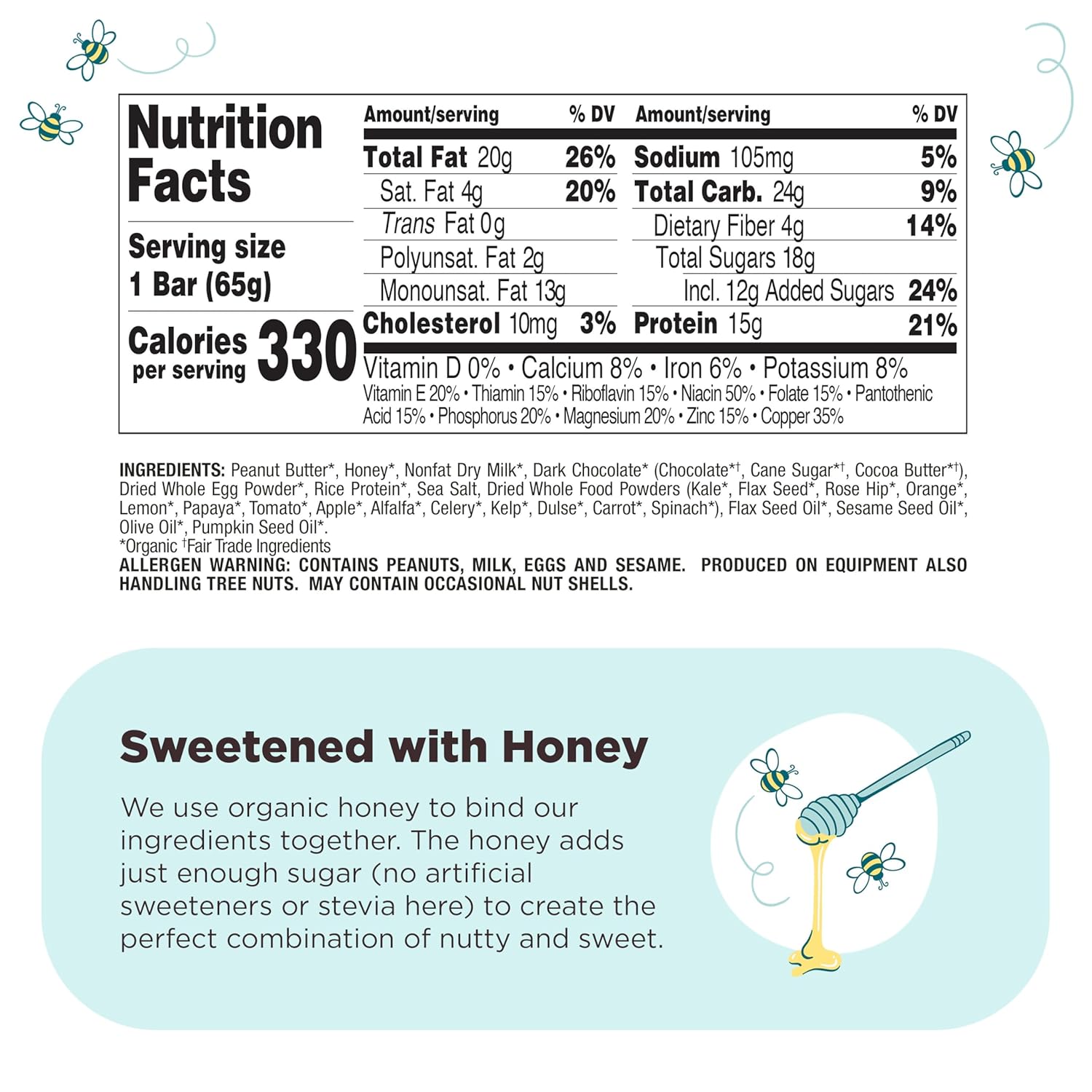 Perfect Bar Protein Bars, Dark Chocolate Chip Peanut Butter, Gluten Free, 2.3 Oz Bars, 10 Count