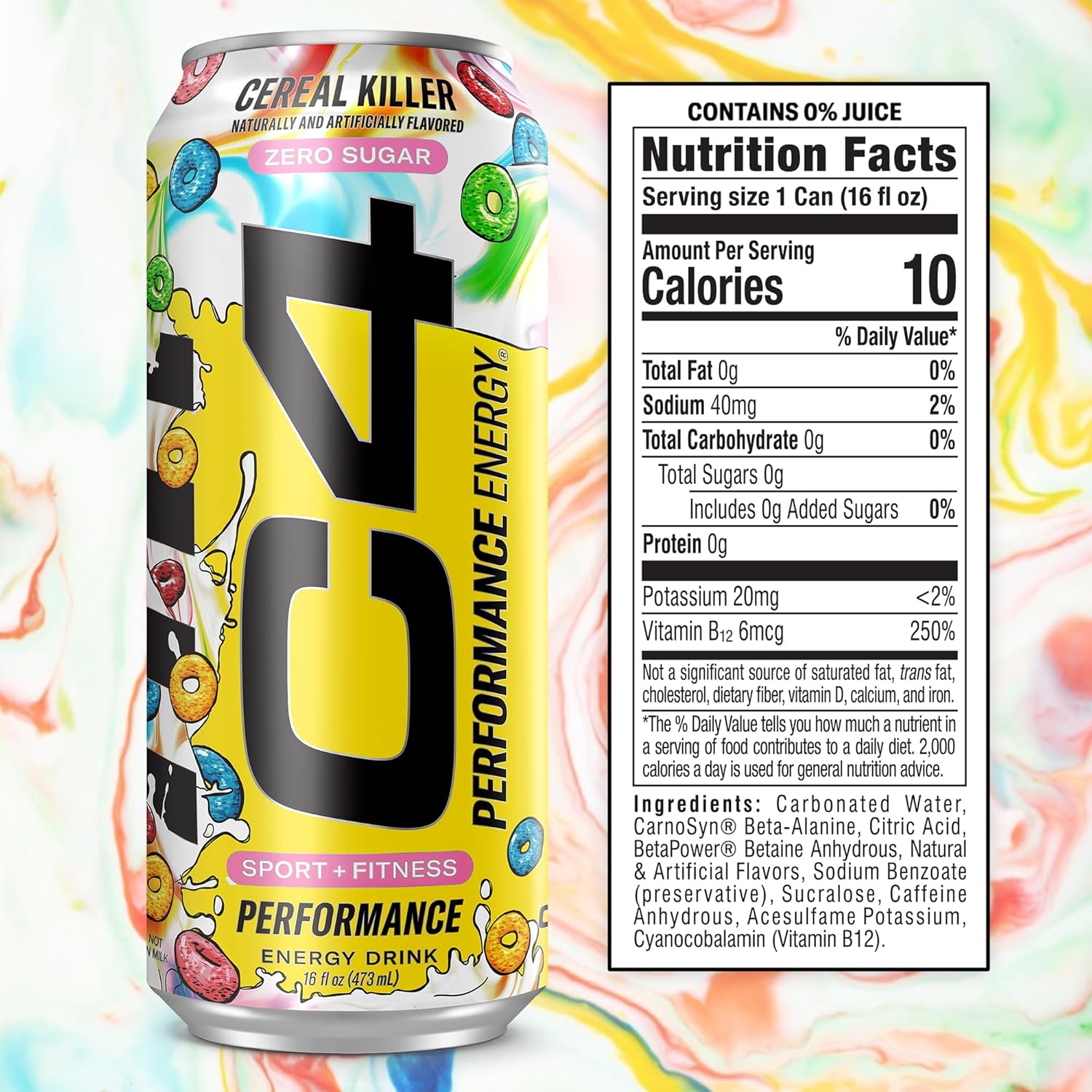 Cellucor C4 Energy Carbonated Zero Sugar Energy Drink, 16 Fl Oz Can (Pack of 12)