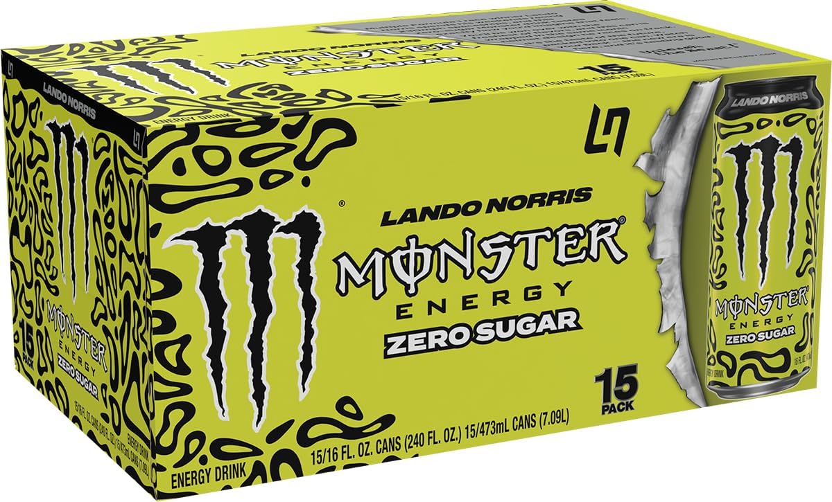 Monster Energy Lando Norris, Sugar Free Energy Drink, 16 Ounce (Pack of 15)