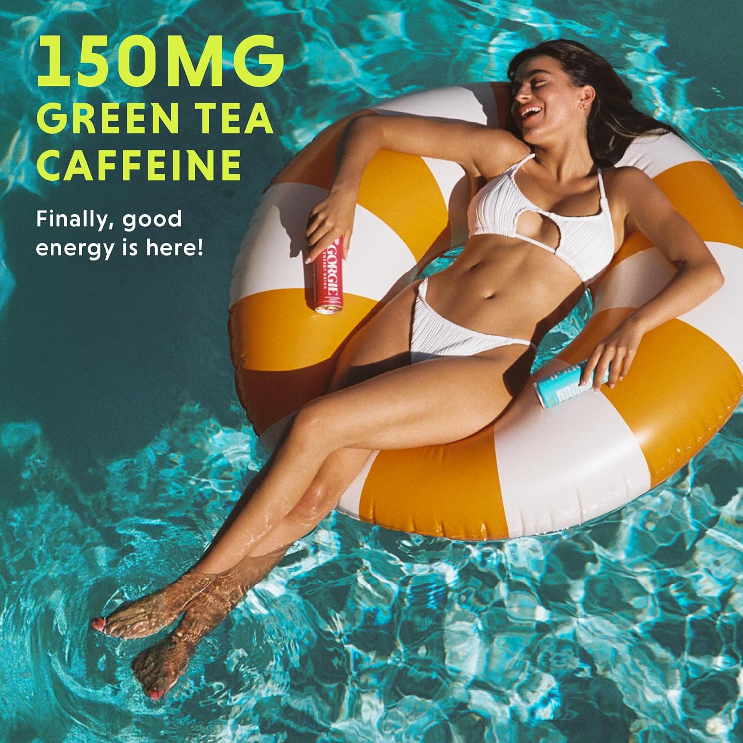 GORGIE Sugar Free Natural Energy Drinks, Sparkling Original Variety Pack (6 Cans) Healthy Energy Drink