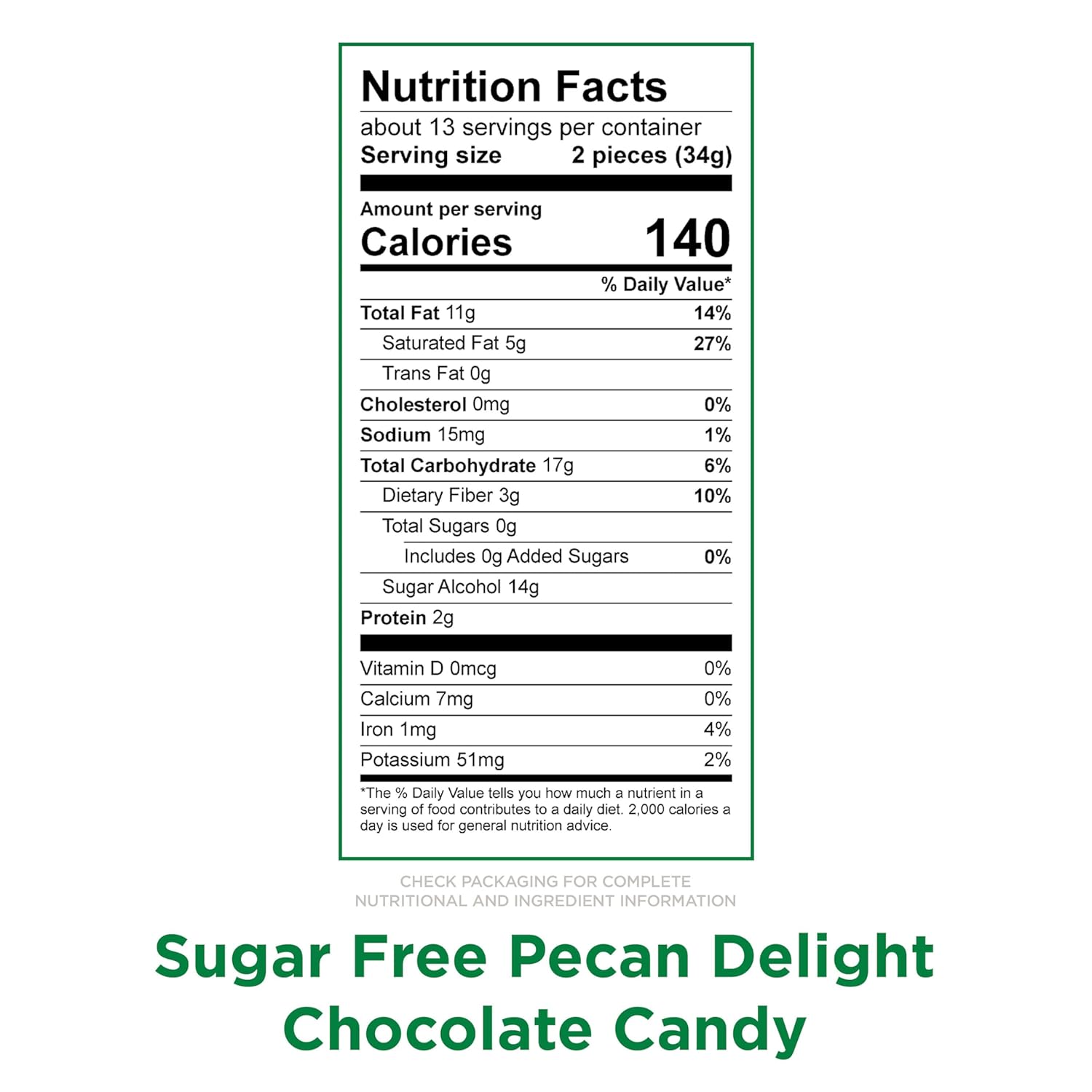RUSSELL STOVER Sugar Free Pecan Delight Chocolate Candy, 15.5 oz. bag