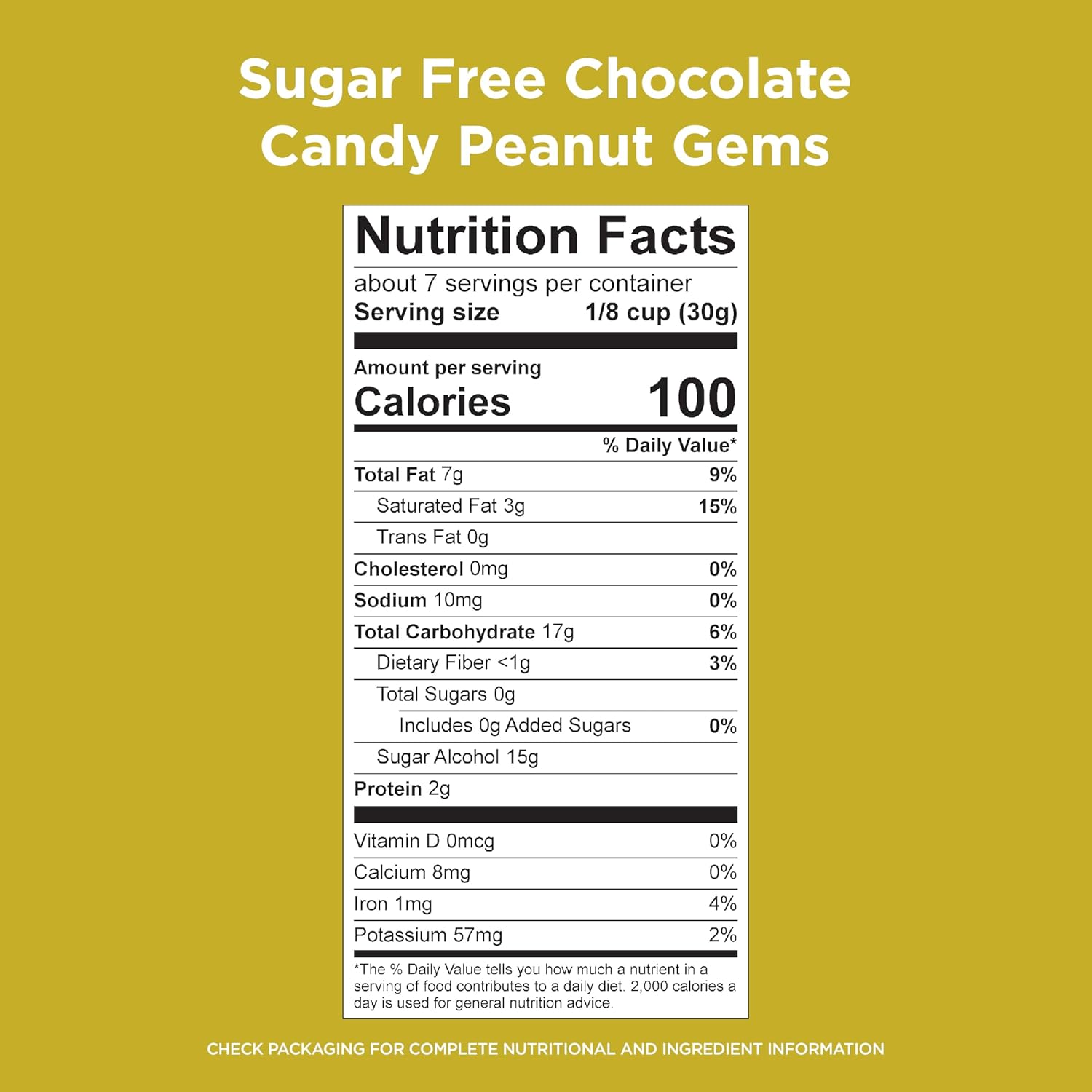 Russell Stover Sugar Free Chocolate Candy Coated Peanut Gems, 7.5 Ounce Bag