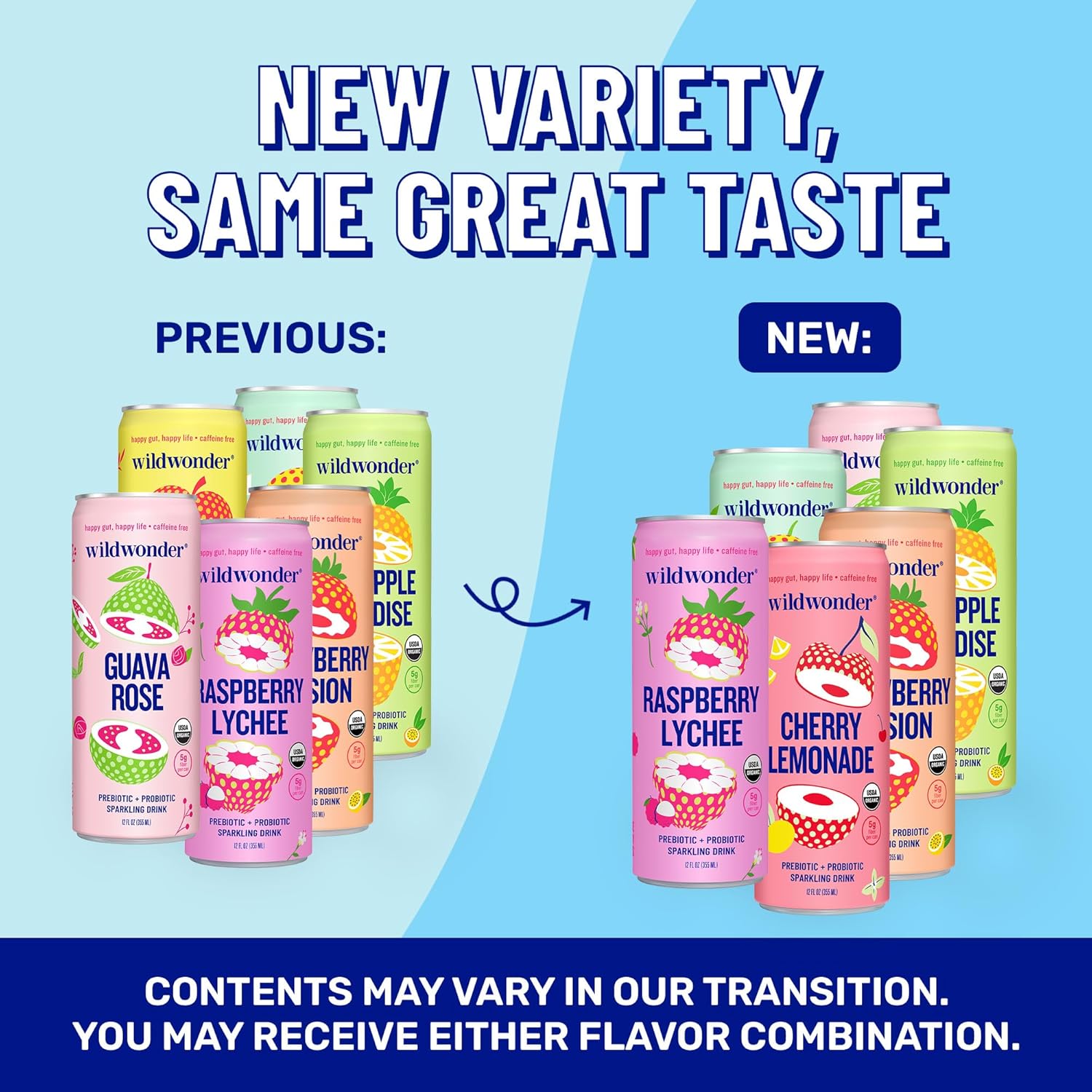 wildwonder Sparkling Probiotic Juice Drink 18pk, w/Gut Health & Immunity Support, Sampler Pack, 6 Flavors, Seen on Shark Tank