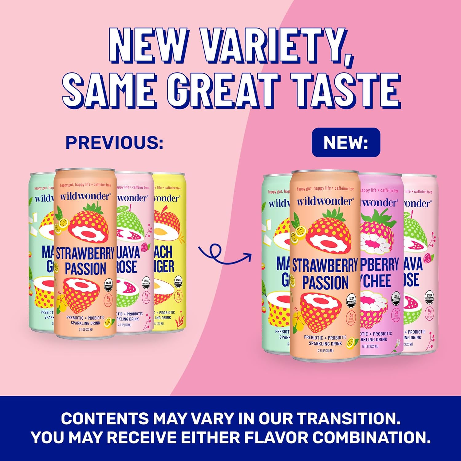 wildwonder Sparkling Probiotic Drink 12pk, For Gut Health & Immune Support, Classic Variety Pack, 5g Prebiotic Fiber, 12 Pack, 12oz Can, Seen on Shark Tank