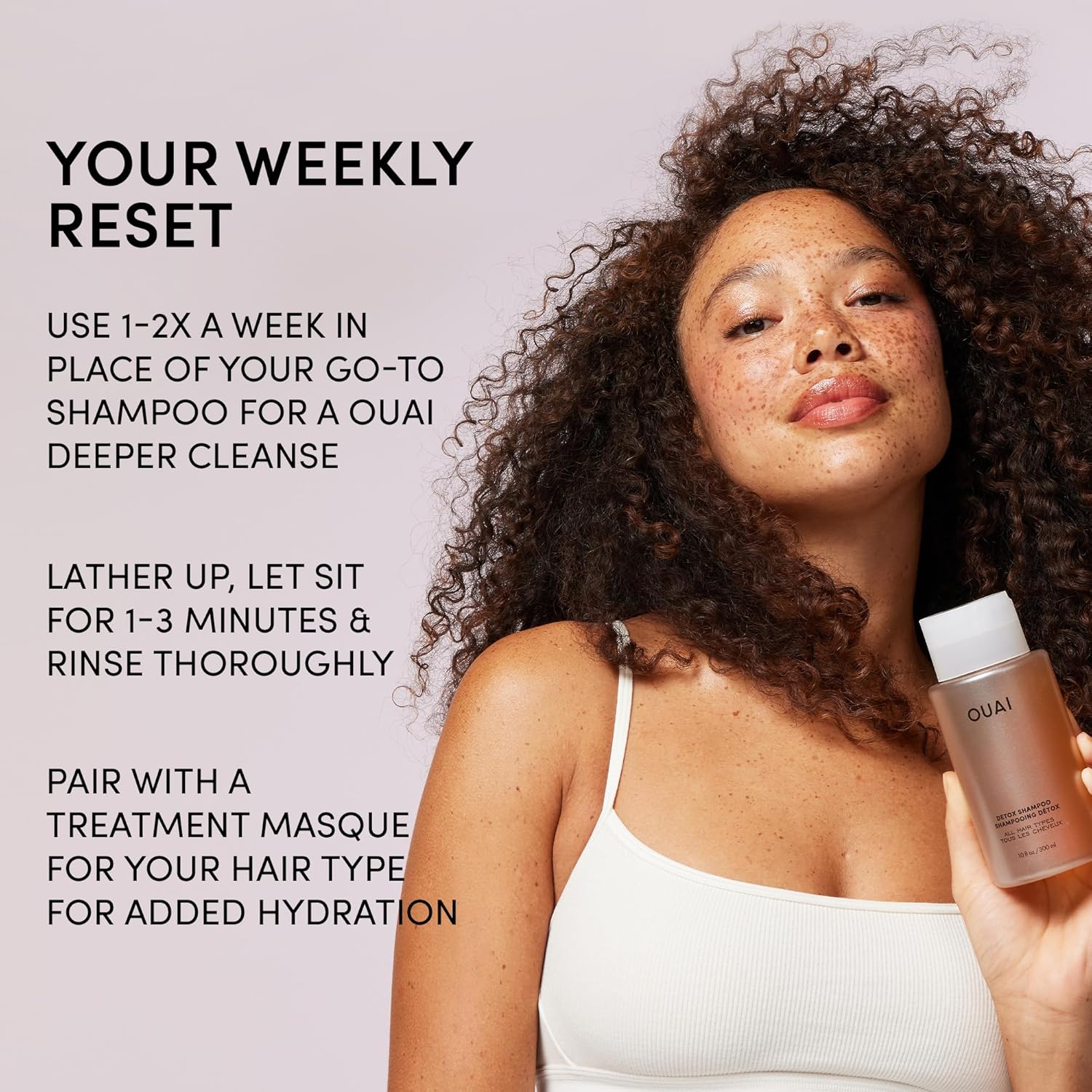 OUAI Detox Shampoo - Clarifying Shampoo for Build Up, Dirt, Oil, Product and Hard Water, (10 oz)