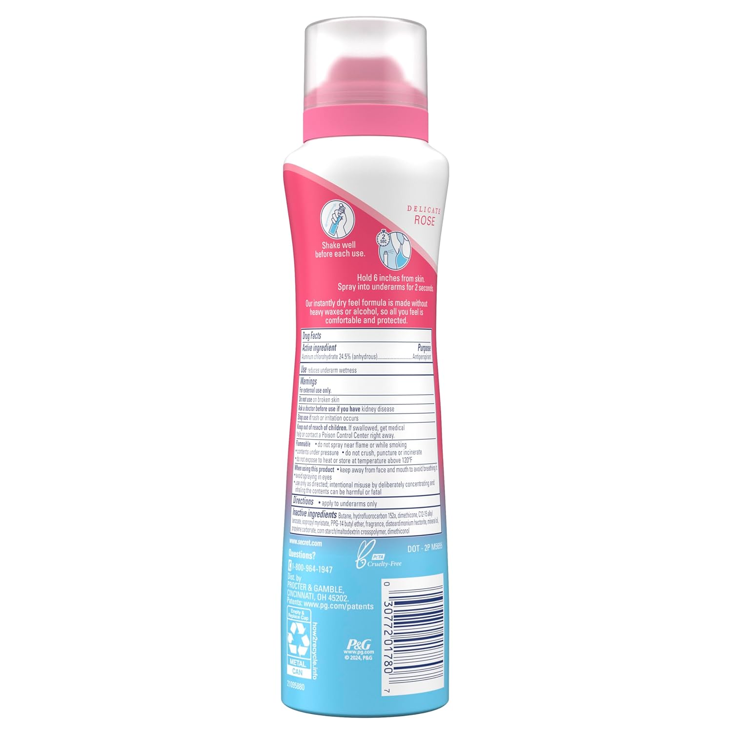 Secret Dry Spray Antiperspirant Deodorant for Women, 48hr Weightless Sweat & Odor Protection, 4.1 oz (Pack of 3)