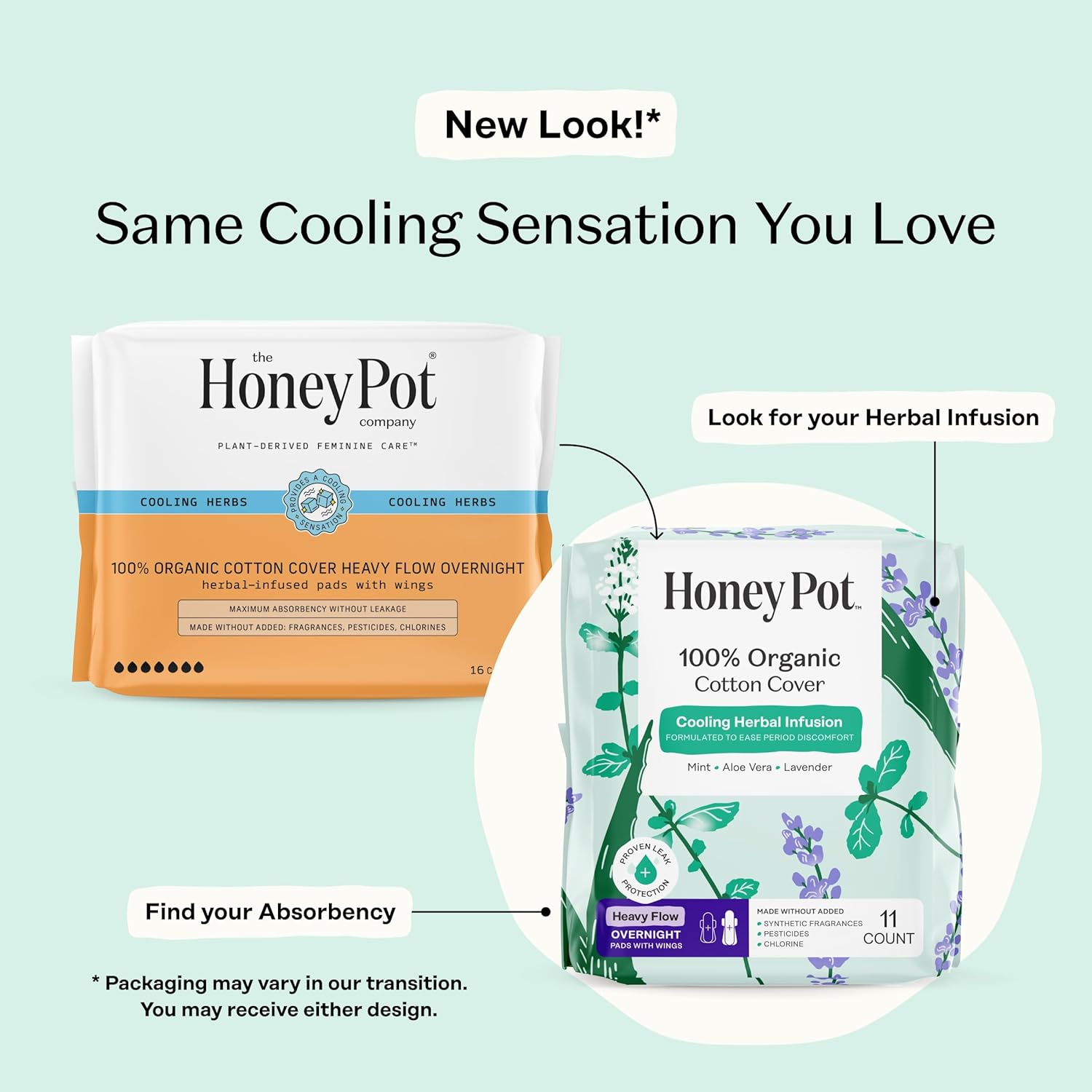 The Honey Pot Company - Herbal Sanitary Pads for Women,  - Feminine Care - 11 ct
