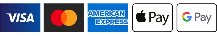 We accept Visa, Mastercard, American Express, Apple Pay, Google Pay