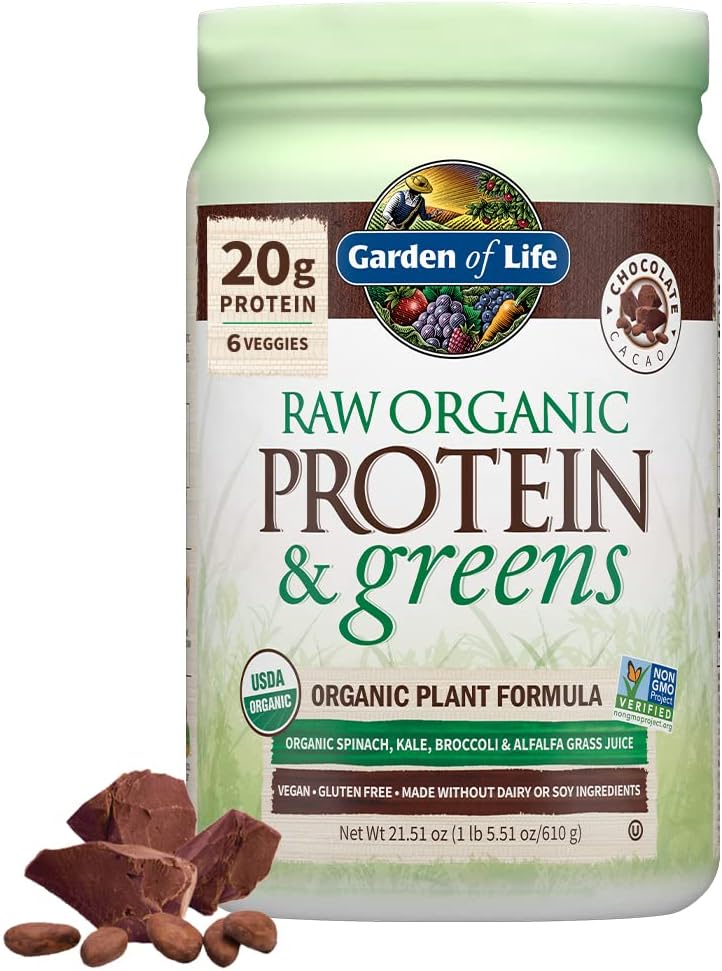 Garden of Life Raw Organic Protein & Greens, Chocolate Cacao, 1 lb 5.51 oz