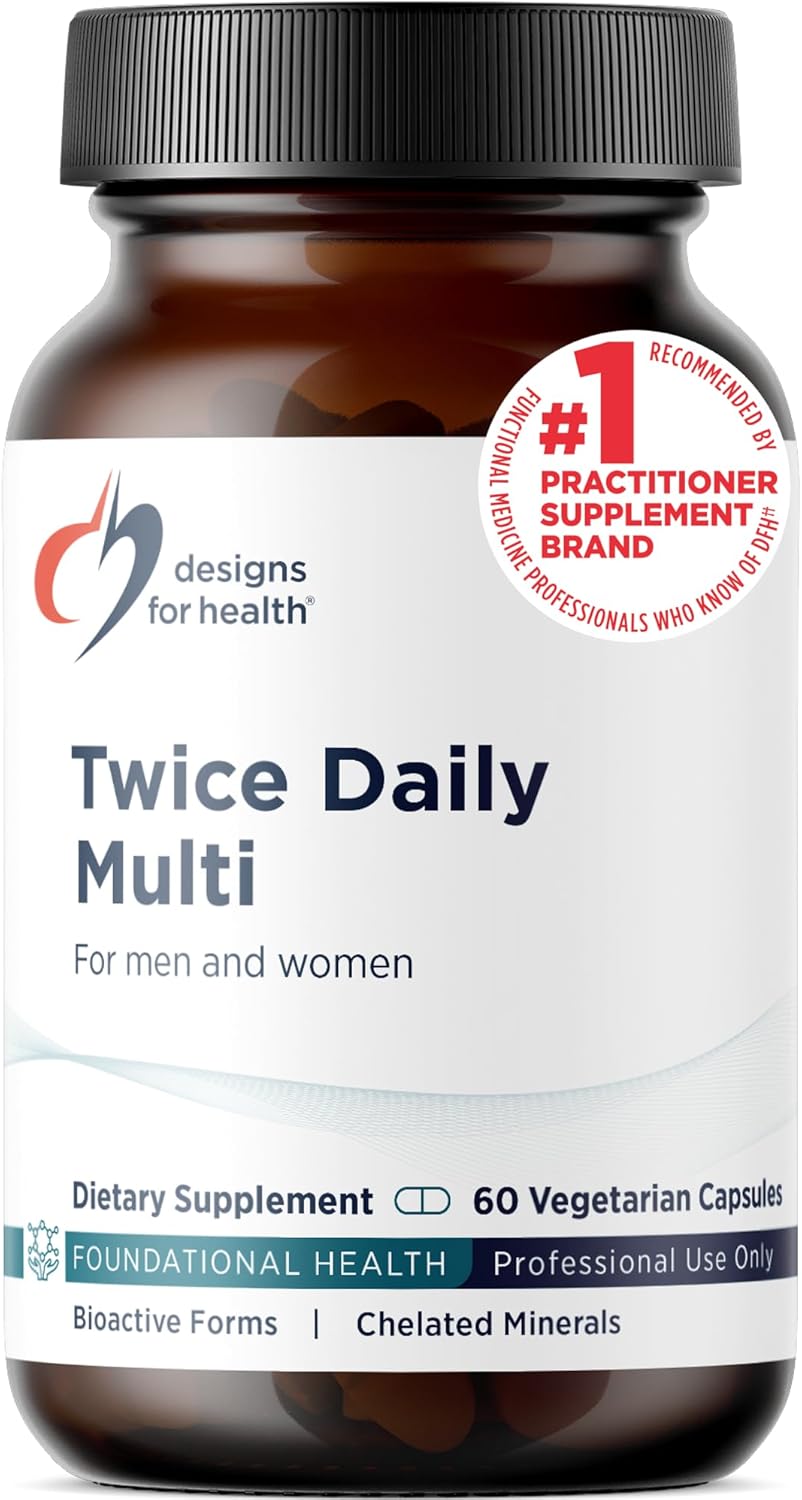 Designs for Health Methylated Multivitamin for Women & Men - Twice Daily Multimineral Supplement (60 Capsules)