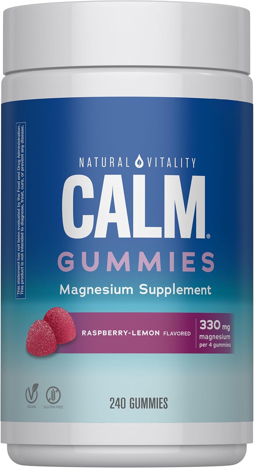 Natural Vitality Calm, Magnesium Citrate Supplement, Stress Relief Gummies, Supports a Healthy Response to Stress, 240 Gummies