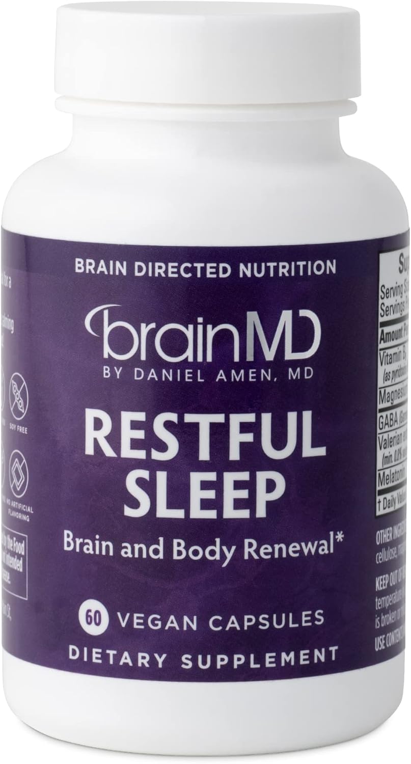 BRAINMD Dr Amen Restful Sleep - 60 Vegan Capsules - Supports Brain & Body Renewal