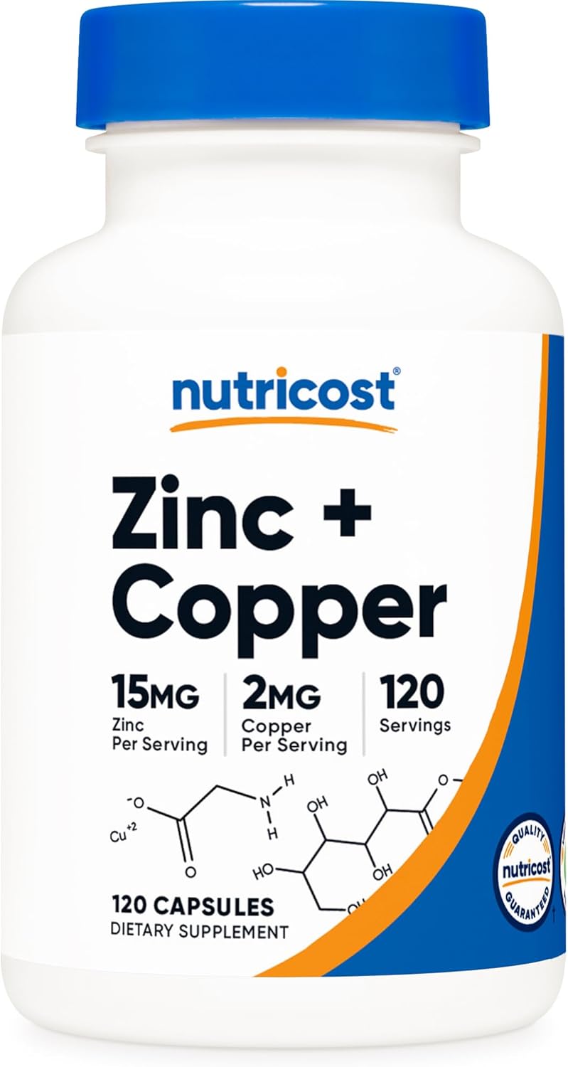 Nutricost Zinc + Copper Capsules (120 Servings)