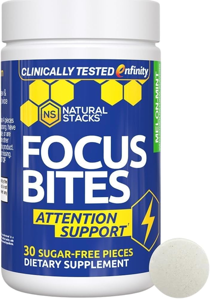 Paraxanthine Supplement 100mg - Caffeine Free Focus Supplement for Productivity & Attention Support, 30 Melon Mint Focus Bites