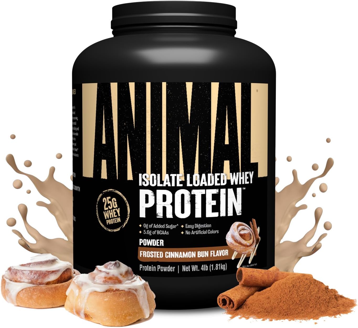 Animal Whey Isolate Protein Powder -25g Protein - Frosted Cinnamon Bun 4 lbs