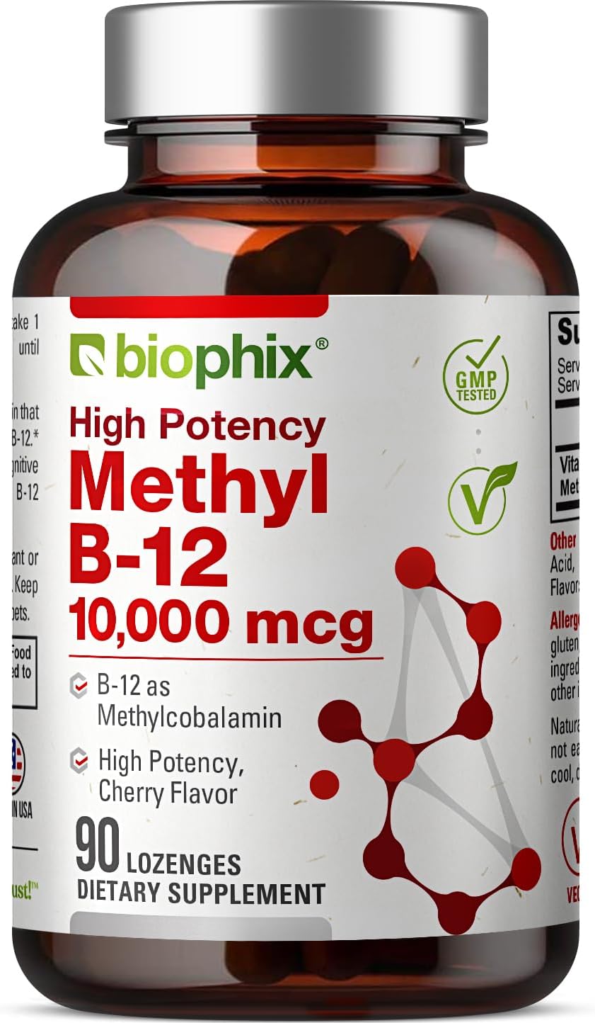 biophix Methyl B-12 10000 mcg 90 Vegan Lozenges Cherry Flavor Extra Strength